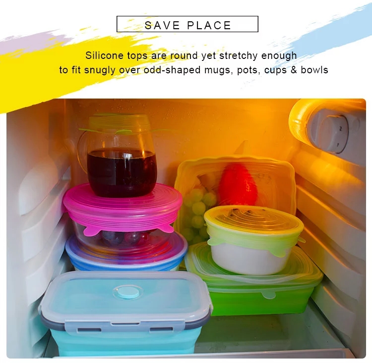 7 Pack Reusable Container Lid Silicone Household Products BSCI Round