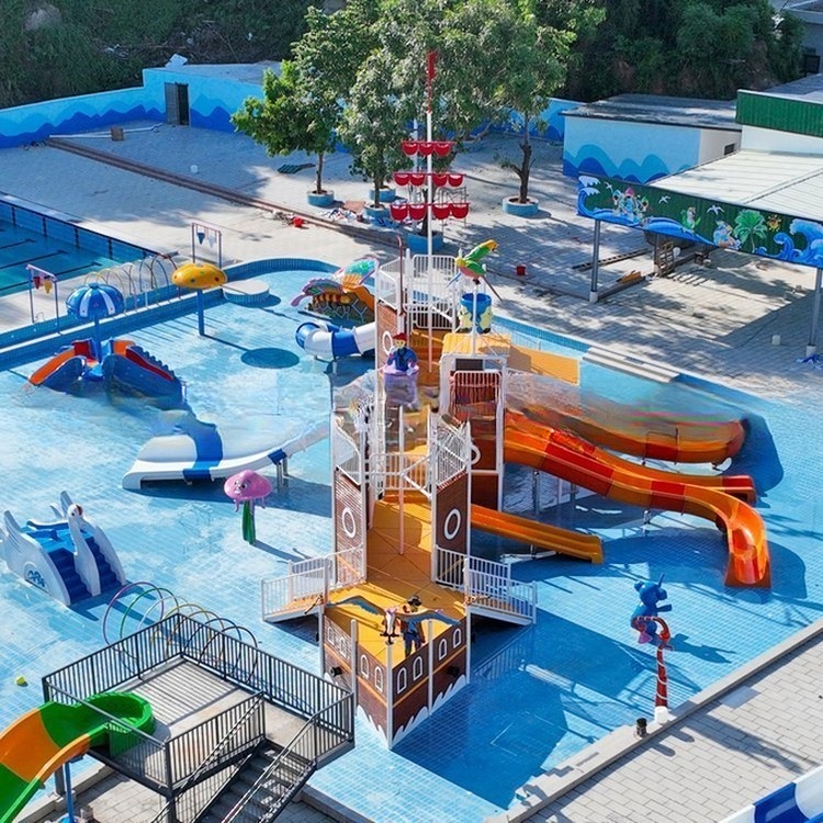 Commercial Outdoor Water Park Pirate Ship Fiberglass Water Play Equipment