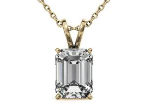 Wholesale 1.05ct Emerald Cut 14k Gold Necklaces Dia 7×5mm Bezel setting Type from china suppliers