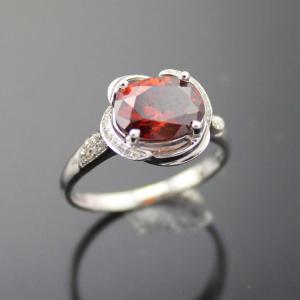 Wholesale Women Jewelry Oval Garnet Cubic Zircon Sterling Silver Ring(F44E) from china suppliers