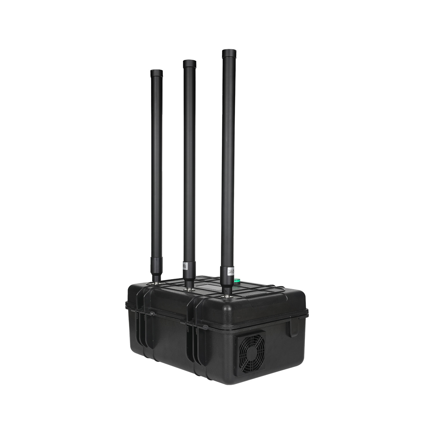 3 antennas 150W powerful briefcase design signal jammer blocks 2400-2500MHz,850-950MHz, 5725-5850MHz etc,. customizable signals, with a coverage range