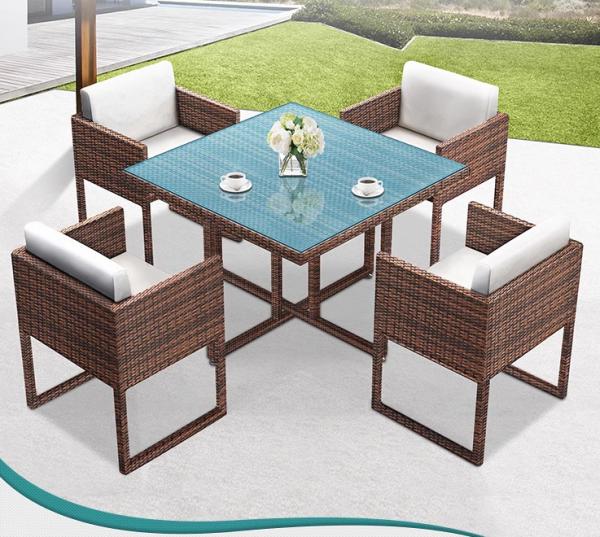 4 Seater Outdoor Dining Set Rattan Furniture Patio Rattan Dining Table Chair Set