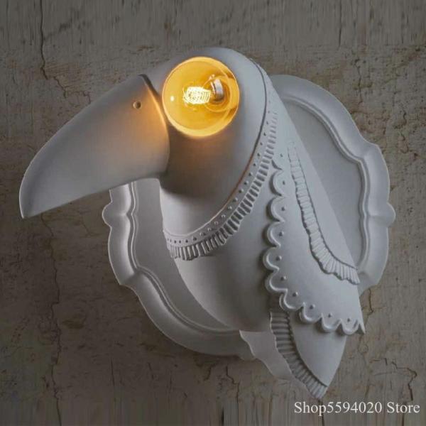 Resin animal wall lamp bedroom bedside lamp living room decor White Ceramic