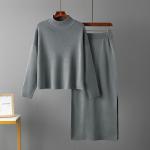 Free Size Ladies Top long sleeve and skirt sweater Knitted Casual Style Perfect