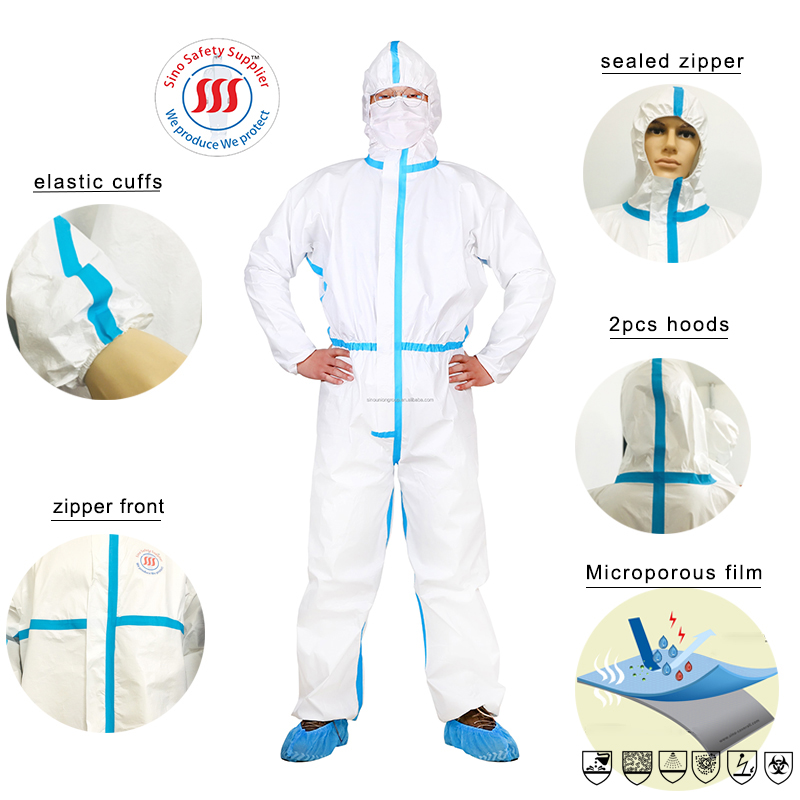 Medical Disposable Coverall Suit 65gsm