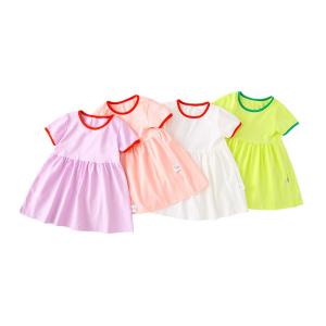 Wholesale Solid Color Cotton Girls Dress Summer Children'S Clothing from china suppliers