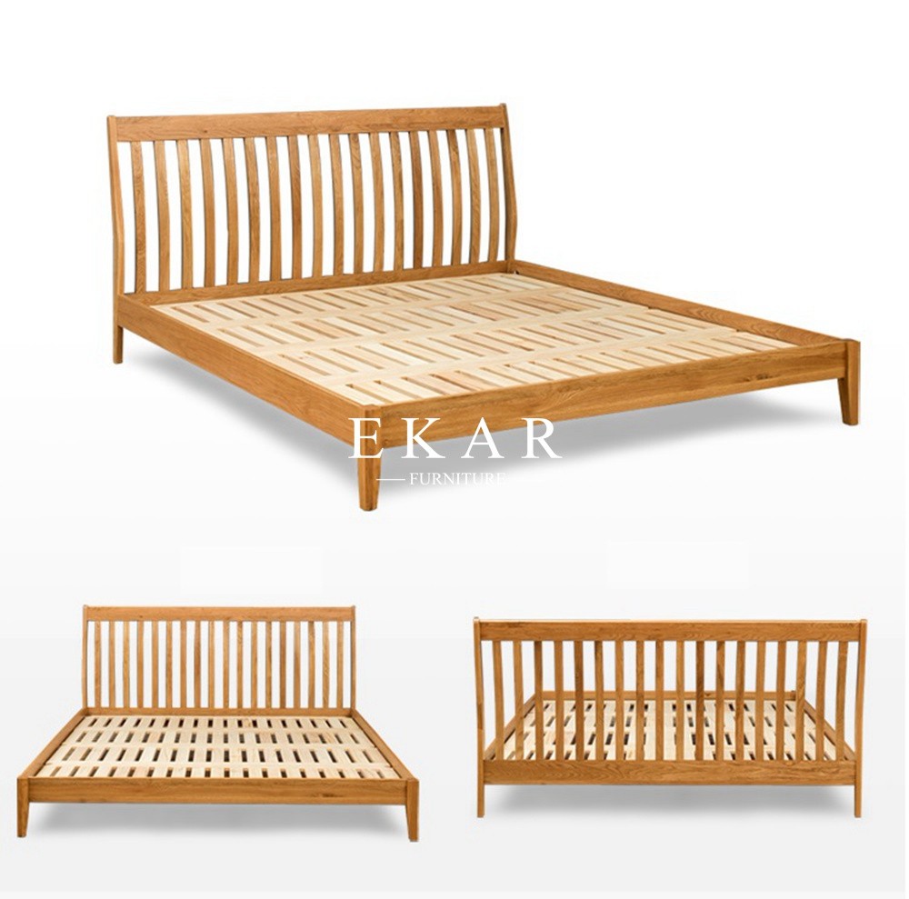 New Modern Simple Design King Size Oak Solid Wood Bedroom Furniture Nordic Bed