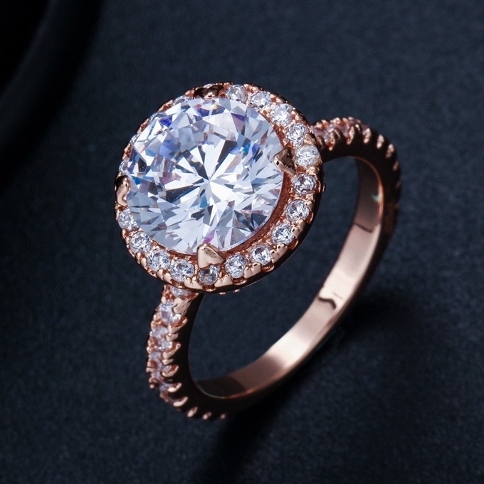 925 Sterling Silver Princess Ring Round Sparkling Ring Love Heart CZ Rings for Women Engagement Jewelry Anniversary