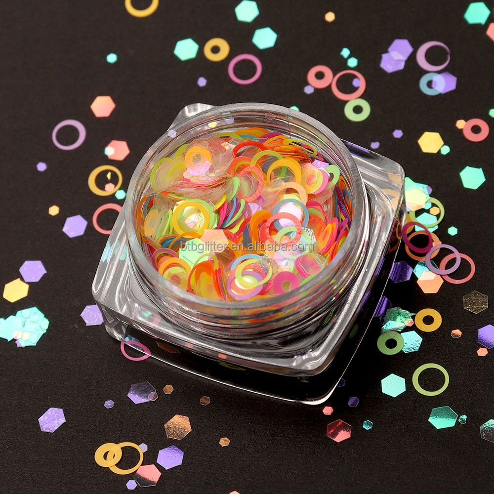 MOON Style YiWu ZY Polyester Chunky Hexagon Shaped Cosmetic Glitter for Fashionable Style