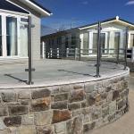 Flooring Mounted Stainless Steel Glass Balustrade With PVC / Solid Wood Handrail