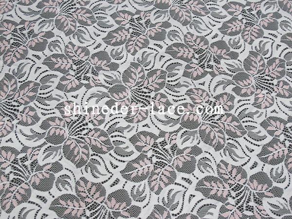 Pink / White Cotton Nylon Lace Fabric Or Customization Color For Apparel SYD