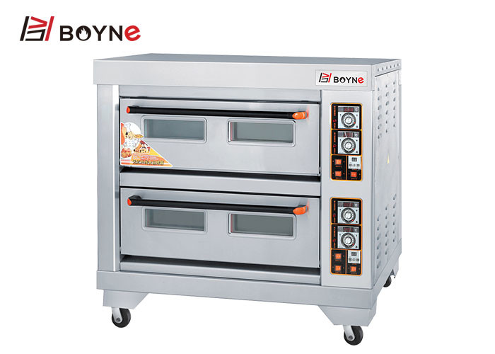 High Temperature Bakery Deck Oven Stainless Steel 2 Deck 4 Trays Bread Oven