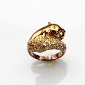 Wholesale Rose Gold Plated 925 Silver Leopard Ring Pave CZ Diamonds (S-RJ673) from china suppliers