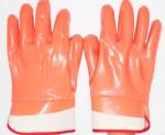 Fluorescent Orange Oil Resistant Insulated PVC Gloves Fully Coated PVC Dipped