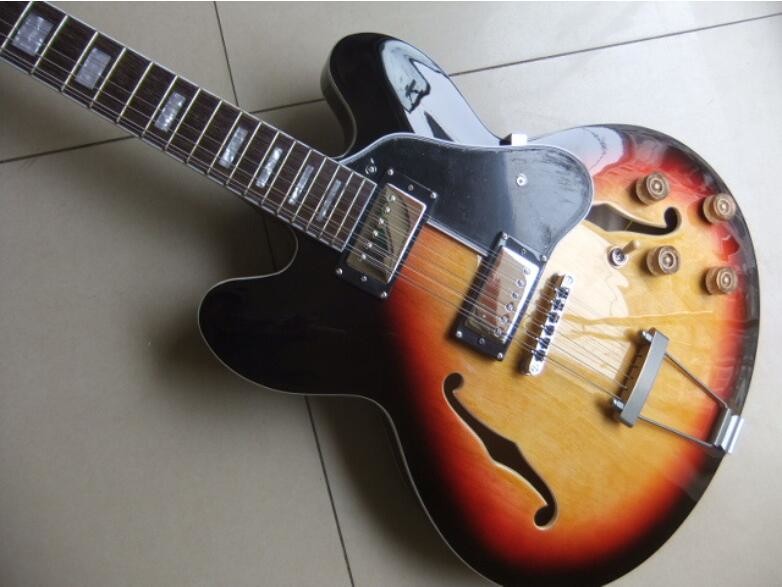 Wholesale 12 string semi hollow es 335 model electric guitar in sunburst