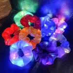 Durable Brown Stretchy Hair Ties Pack Ring Girls LED Luminous Satin Colorful