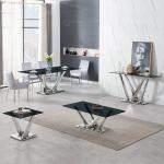 Tempered Glass Metal Leg Dining Table Set Home Furniture with 8 Seater