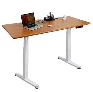 Wholesale Height Adjustable Metal Column Coffee Table for Dual Motor Electric Brown Standing Desk from china suppliers