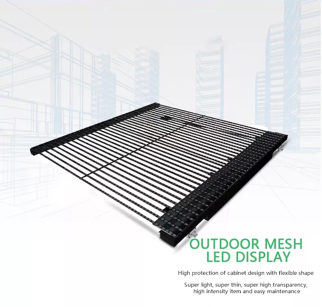Ultra Thin Outdoor Transparent LED Display 7.8-10mm Cabinet Curtain Decoration 0