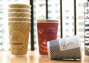Wholesale Branded Logo Triple Wall Cups With Lids , Food Grade Ripple Insulated Cups from china suppliers