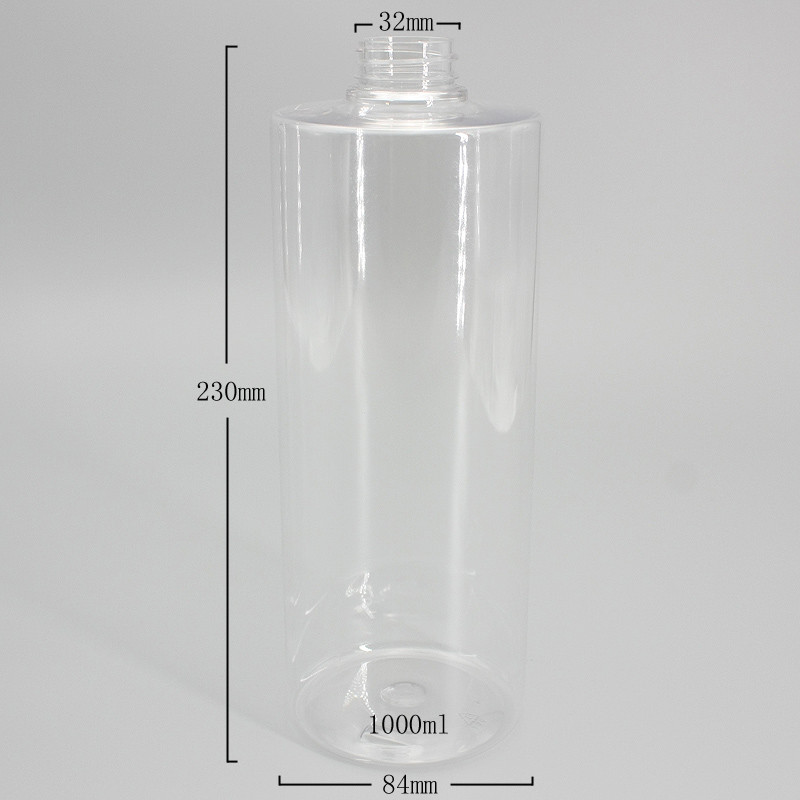 1000ml Pet Large Volume Plastic Bottle 1L Round Shampoo Shower Gel Bottle Customized Plastic Product Guangzhou Supplier