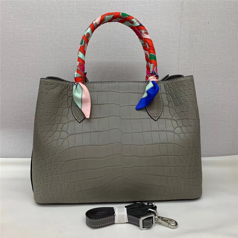 Authentic Crocodile Belly Skin Women Totes Purse Female Handbag Genuine Alligator Leather OL Lady Large Shoulder Bag