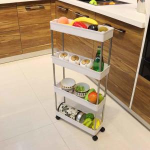 Wholesale Washable 4 Tier Storage Rolling Cart , Flexible Detachable Narrow Storage Trolley from china suppliers