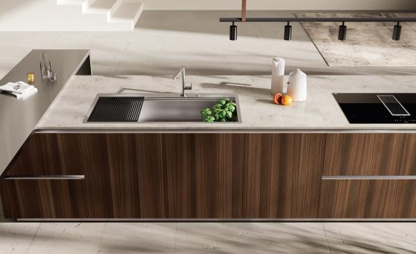 Tailored UV Kitchen Cabinet Wood Veneer Custom Kitchen Cabinets With Glass