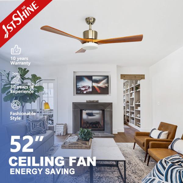 52 Inches Solid Wooden Ceiling Fan with Light and Smart Remote Smart Lighting