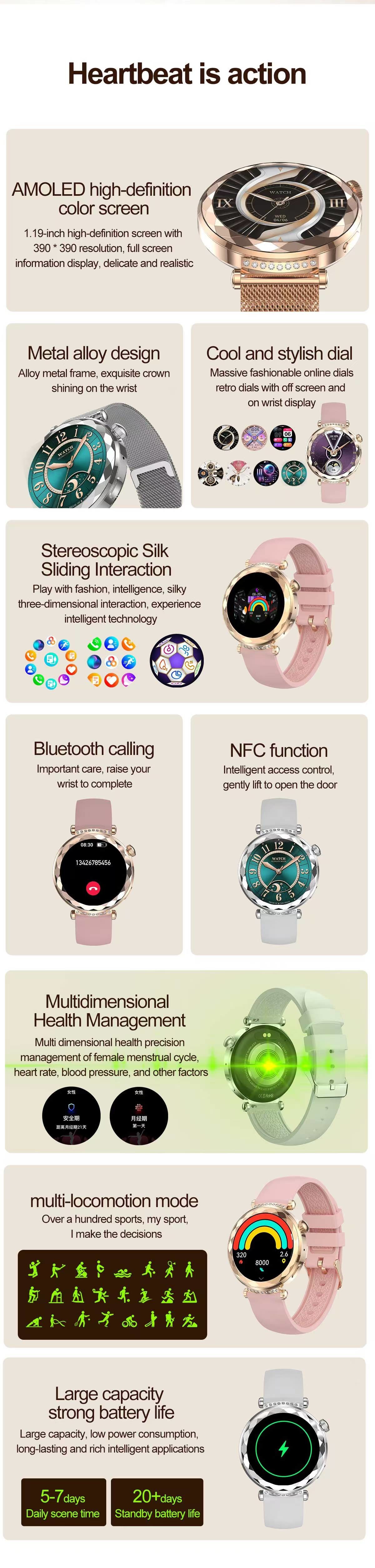 HK88 Women Smart Watch Health Monitoring Female Health Tracking Smartwatch