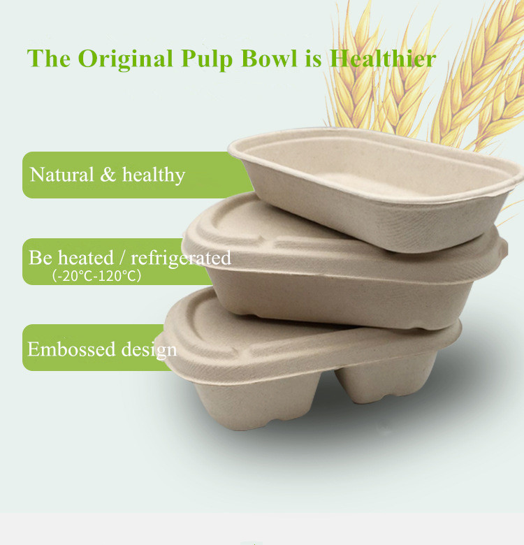 Biodegradable Sugarcane Bagasse Food Container Bamboo Pulp Food Container Boxes