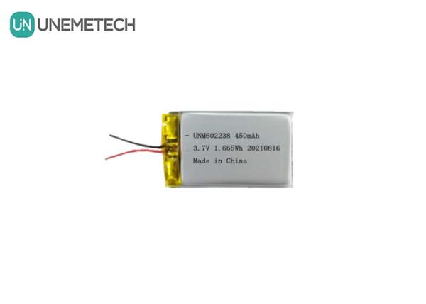 4.2V Rechargeable Lithium Polymer Battery 602238 3.7V 450mAh for Consumer