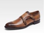 Italian Genuine Leather Monk Strap Shoes , Leather Loafers For Men In Brogue