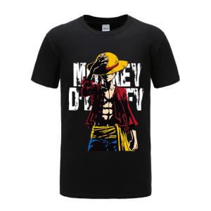 Wholesale Casual Luffy Character Anime Couple Shirts O Shaped Neck Anti Bacterial Breathable from china suppliers