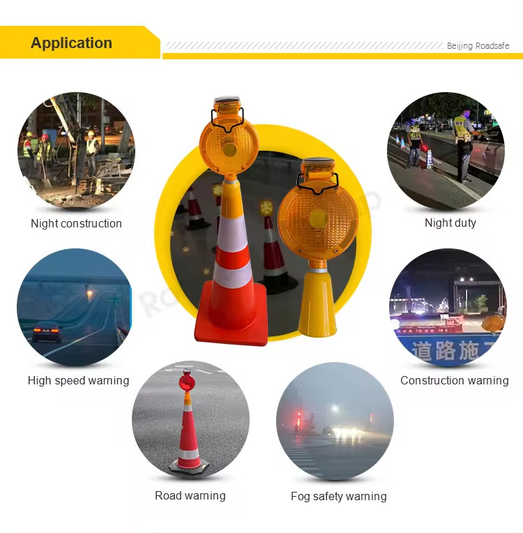 ABS Lens Super Bright LED Construction Solar Traffic Cone Warning Light Led Traffic Barricade Light