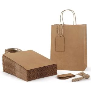 Wholesale Custom Logo Brown Kraft Paper Bags Reusable Kraft Packaging Bag With Handles from china suppliers
