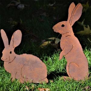 Wholesale Standing Rabbit OEM ODM Corten Metal Garden Ornaments from china suppliers