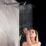 Bathroom mixer tap waterfall shower column duschkopf black gold rainfall rain