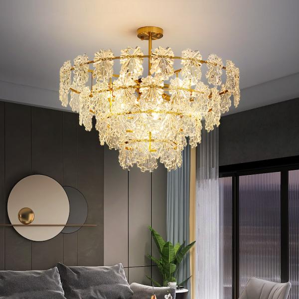 Transparent Glass Led Chandelier For Living Room Foyer Hall Luxury Ceiling Lamp