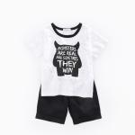 8 Year Boy Summer Black And White Shirt 100cm Short Sleeved Little Monster