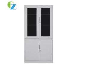 Wholesale Glass Four Door Steel Office Cupboard , Lockable Metal Cupboard With 2 Handle from china suppliers
