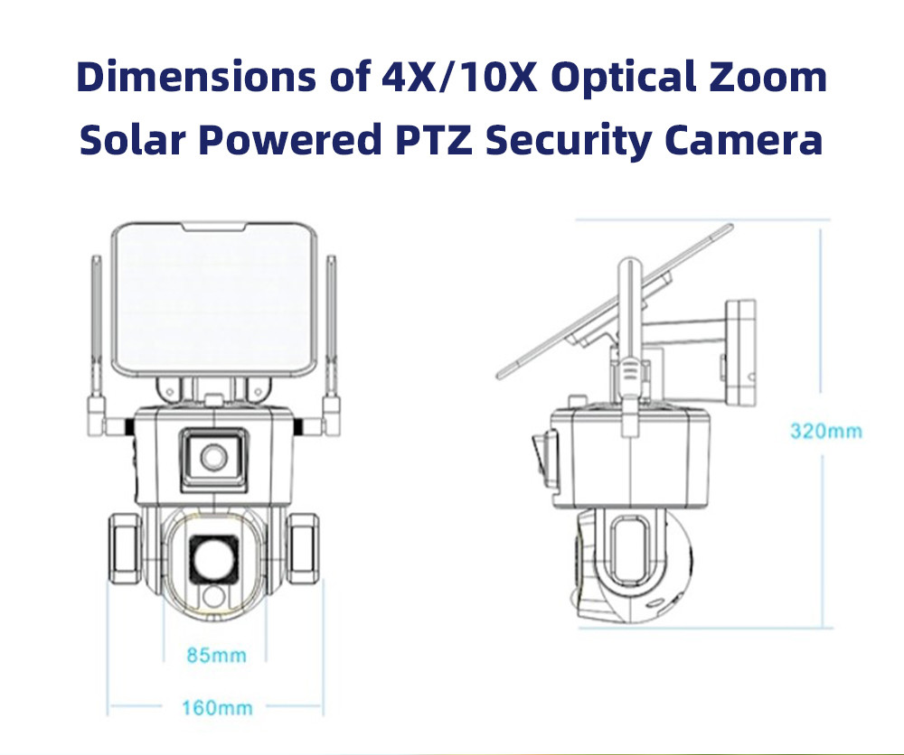 WiFi 4K Solar Floodlight Camera 10X Optical Zoom Dual Lens Linkage