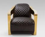Stainless Steel Arm Top Grain Genuine Leather Aviation Sofa Three Seaters