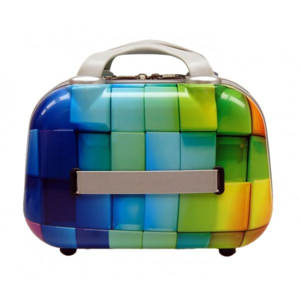 Colorful 210D Polyester PC Travel Cosmetic Suitcase