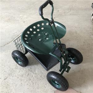 China Adjusted Handle Garden Rolling Work Seat Steel Garden Cart With Seat Swivel Steering on sale