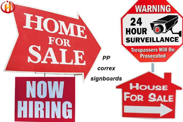 Waterproof PP Correx Sign Boards Flat Surface Silk Printing