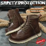 Brown Cowhide Rubber Sole Security Safety Boots Steel Toe Anti Smashing Kevlar