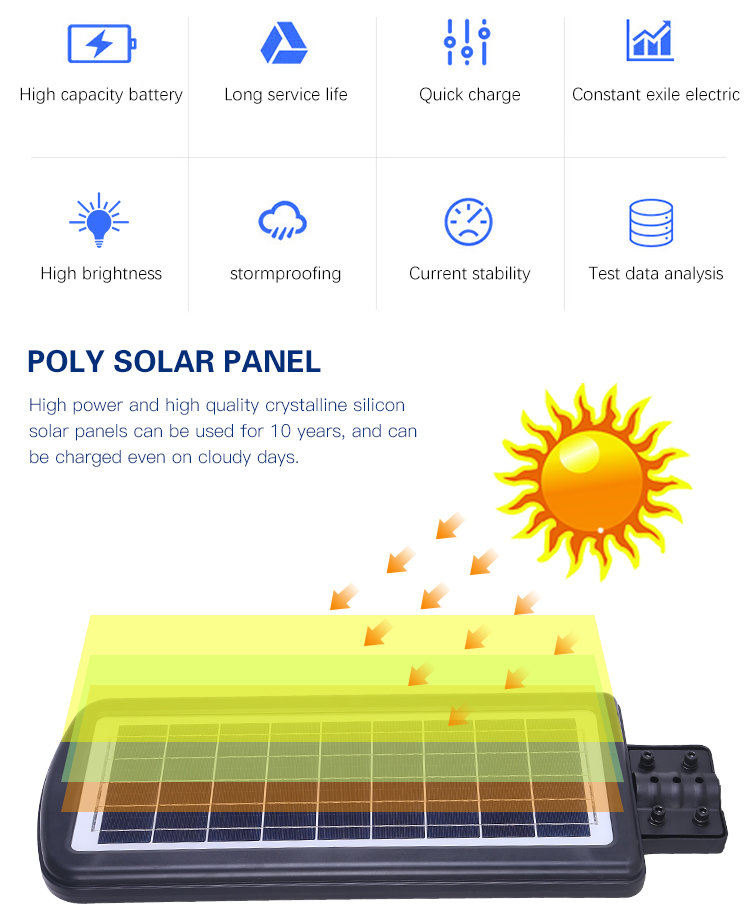 100lm/W 100w 250w Integrated Solar Led Street Light For Square