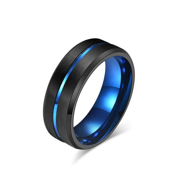 Hot Selling 8mm Slotted Tungsten Steel Ring Ring Men's Niche High-End Vacuum Plated Two-Color Tungsten Gold Jewelry Tstk002sb