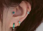 0.126ct 14k Gold Diamond Cartilage Earrings , 14pcs Piercing helix earrings OEM